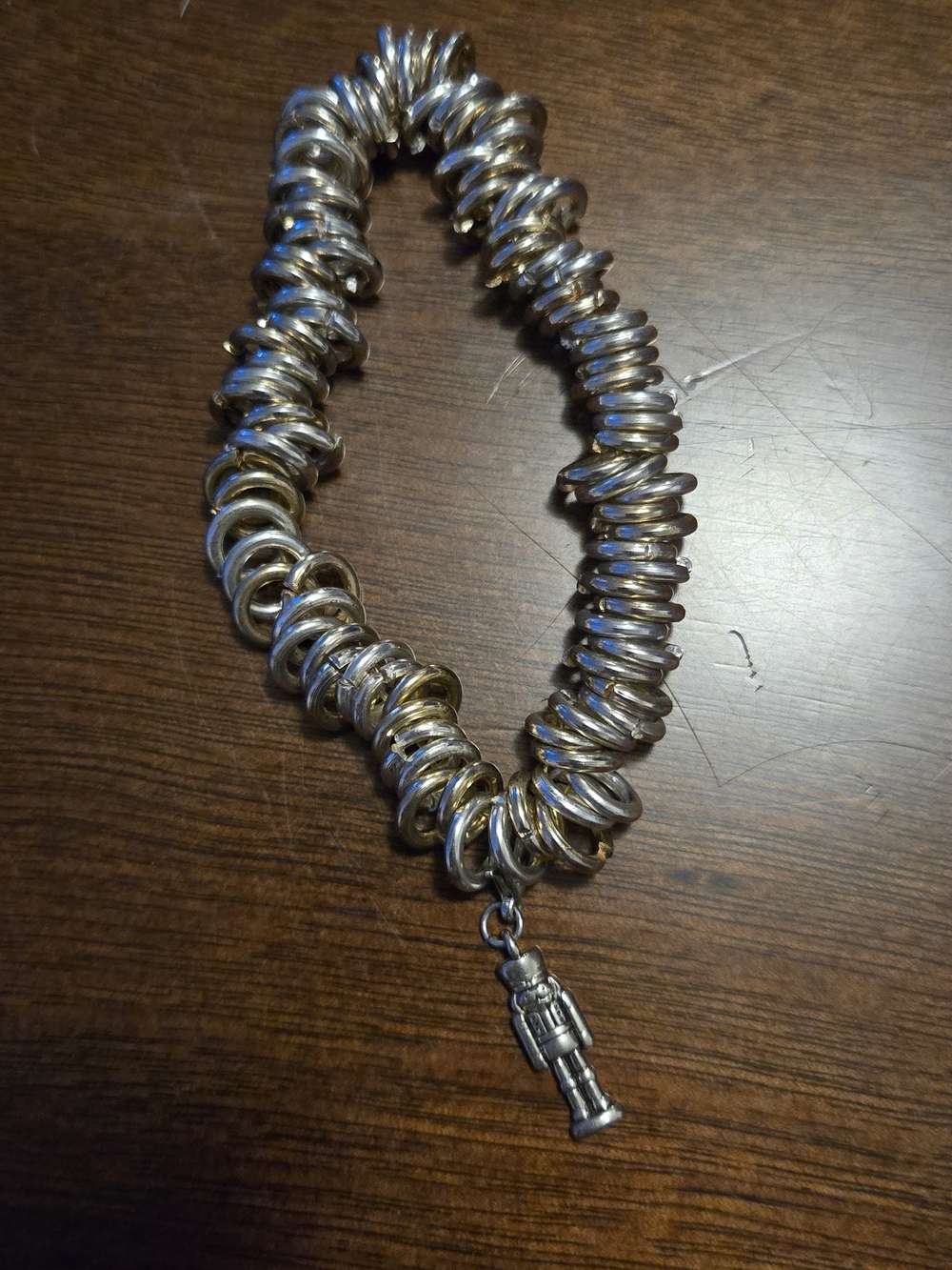 Silver-Tone Stretch Bracelet with Nutcracker Charm